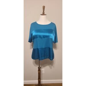 St. John Womens Teal Blue Viscose Top Size XL EUC